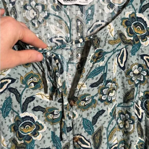 Sonoma button down Blue Floral Maxi Dress plus size 4X - Picture 3 of 13